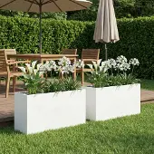 vidaXL Garten-Pflanzgefäß 2 stk. Weiß 80 x 30 x 50 cm