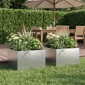 vidaXL Garten-Pflanzgefäß 2 stk. Silber 40 x 40 x 30 cm