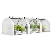 Outsunny GEWÄCHSHAUS mit PE-Gitterfolie Aufrollbar Seitenwände, winterfest Tomatenhaus