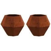 Helloshop26 - Set aus 2 rechteckigen Pflanzgefäßen im rustikalen Stil für den Außenbereich 50 x 50 x 40 cm aus rostigem Stahl
