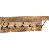 Helloshop26 - Moderne rechteckige Garderobe mit Ablage Haken und Regalboden 73 x 19 x 23 cm massives braunes Mangoholz 02_0057996