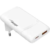Akyga USB Ladegerät 65 W USB-C, USB-A Weiß, Auto, AC, Weiß