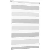 Sekey Doppelrollo Klemmfix ohne Bohren für Fenster, Zweifarbig Doppelrollo 130 cm breit, Duo Rollo Jalousie Sonnenschutz, 130x150cm, Weiß & Hellgrau