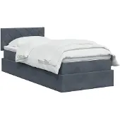 vidaXL LED-Speicherbett mit Matratze Dunkelgrau 100 x 200 cm Samt