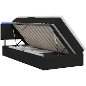 vidaXL LED-Speicherbett mit Matratze Schwarz 90 x 200 cm Stoff