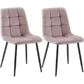 CLP 2er Set Esszimmerstühle Tilde gepolstert mit Rückenlehnen bis 150 kg belastbar pink Material Samt