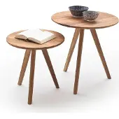 MCA Couchtisch Set Genny 2-teilig | Asteiche massiv | Ø50/Ø45