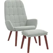 vidaXL Relaxsessel mit Hocker Hellgrau Samt