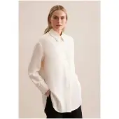 Seidensticker Longbluse "Schwarze Rose", Damen, Gr. S (36), weiß (sanftes weiß), 100% Polyester, unifarben, oversize, ohne Ausschnitt, Blusen Longbluse, 1/1 Kragen Uni