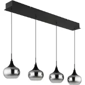 Globo LED Pendelleuchte Lui 32W warmweiss Schwarz matt rauchfarben Metall Glas 150x90cm
