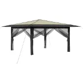 vidaXL Pavillon mit 4 Seitenwänden 4 x 4 m Creme und Anthrazit