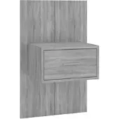 Décoshop26 - Wandmontierter Nachttisch mit Schublade aus grauem Holzwerkstoff DEC034322