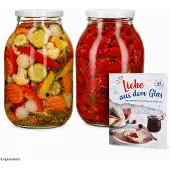 MamboCat 2er Set Einmachglas 3L Vorratsglas TO100 Deckel weiß Rezeptheft Einkochen