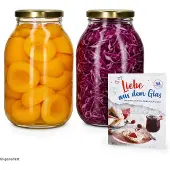 MamboCat 2er Set Einmachglas 3L Vorratsglas TO100 Deckel gold Rezeptheft Einkochen