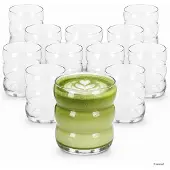 MamboCat 12er Set MATCHA Trinkgläser 360ml mit Wellendesign – 3000490