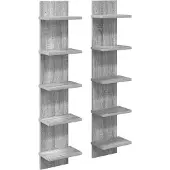 vidaXL Wandregal 2 stk. Sonoma-Grau 22 x 15 x 100 cm Holzwerkstoff