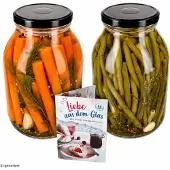 MamboCat 2er Set Einmachglas 3L Vorratsglas TO100 Deckel schwarz Rezeptheft Einkochen