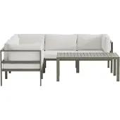 Ebuy24 Copacabana Garten Lounge Ecksofa 3+2-Sitzer und Couchtisch braun.