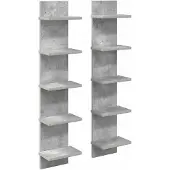 vidaXL Wandregal 2 stk. Betongrau 22 x 15 x 100 cm Holzwerkstoff