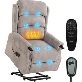 HOMCOM Fernsehsessel, TV-Sessel mit Aufstehhilfe, Vibrationsmassage, Wärme