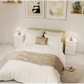 STILVORA Nachttische 2er-Set Holz Weiß 40x30x59,5 cm mit 3 Schubladen