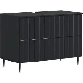 vidaXL 2-teiliges Badezimmer Schrank Set ZWOLLE Schwarz Holzwerkstoff