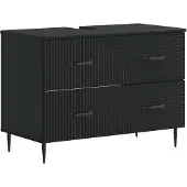 vidaXL 3-teiliges Badezimmer-Schranksystem HAARLEM Schwarz