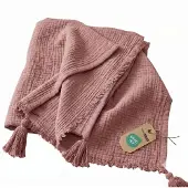 Homescapes WOHNDECKE Musselin rosa mit Quasten