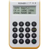 Reiner SCT Chipkartenleser cyberJack one, Sicherheitsklasse 3, SECODER-Funktion, TAN Generator, USB 2.0, USB-Kabel, B 68 x T 12 x H 114 mm, weiß-gelb