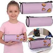 Starpak Wasserschwein Lila Schulstiftetui für Mädchen, rund, Beutel für Schulutensilien 22x8x8 cm