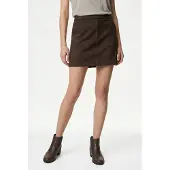 Vero Moda Lederimitatrock "VMDONNADINA FAUXSUEDE SHORT SKIRT", Damen, Gr. XL, braun (coffee bean), Web, Obermaterial: 90% Polyester, 10% Elasthan, unifarben, kurz, Röcke Lederimitatrock, Materialmix