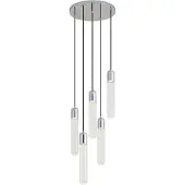 QAZQA Designer-Pendelleuchte Chrom mit geripptem Glas 5-flammig - Walcott