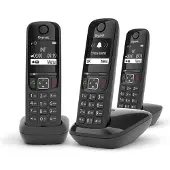 Gigaset AS690 Trio, DECT-Telefon, Kabelloses Mobilteil, Freisprecheinrichtung, 100 Eintragungen, Anrufer-Identifikation, Schwarz