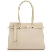 Manfield Beigefarbene Schultertasche aus Leder | Größe Onesize