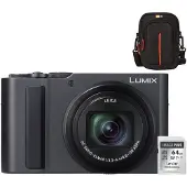 Panasonic Lumix DC-TZ300 - Dunkelsilber + Lexar 64GB SDXC + Case Logic DCB-313