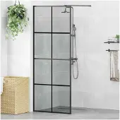 vidaXL Walk-in Duschwand Schwarz 80 x 195 cm Gehärtetes Glas