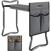 Outsunny KNIEBANK für Gartenarbeit klappbar Gartenhocker mit Kniekissen Werkzeugtasche