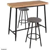 HTI Bartisch mit Wellenkante und 2 Hockern Erik Artisaneiche