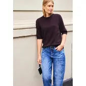 Street One Studio Kurzarmpullover mit Raffungen an den Ärmeln