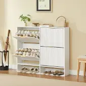 STILVORA Schuhschrank aus MDF in Weiß, 120x24x102 cm, kippsicher