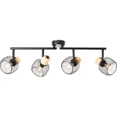 Lightbox Strahlerrohr 4flg, 74 cm, E14, schwenkbar, Metall/Holz, schwarz/braun
