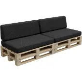 POOM Palettenkissen, Palletenpolster, Gartenkissen, PFBG (2X Set (120x80 + 120x35), Graphit)