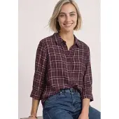 Street One Druckbluse , Damen, Gr. 42, braun (rustic rouge), Web, Obermaterial: 100% Viskose, kariert, normal hüftbedeckend, Rundhals, abgesteppte Kante, Blusen Druckbluse, 3/4-Arm Hemdbluse / kariert