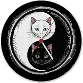 Speecheese Katzen Yin und Yang Wanduhr aus MDF für Katzenliebhaber