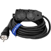 Hilark cable tech Verlängerungskabel mit Verteiler, 5 Meter, H05VV-F, 3x2,5
