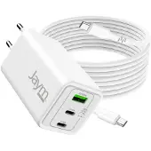 Jaym , Universelles GaN Netzladegerät 100W 3 Anschlüsse + 2m USB-C Kabel, Weiß