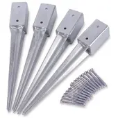 Relaxdays Einschlaghülse für Zaunpfosten 4er Set Silber