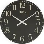 Prim Character Wanduhr Holz lautlos arabische Ziffern Schwarz 50 cm