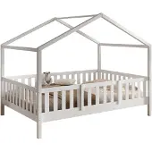 Vipack Hausbett >Dallas< Rausfallschutz, weiß, Kiefer massiv - 210x170x147cm (BxHxT)