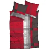 TRAUMSCHLAF Jersey Bettwäsche Salvo rot anthrazit 135x200 cm + 80x80 cm